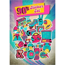 90'lar Temalı Sticker Set Telefon Laptop Notebook Tablet Defter Etiket (24 Adet)