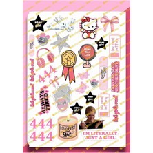 I'm Just A Girl Temalı Pink Pembe 444 Girl Power Manifest Laptop Telefon Tablet Sticker Seti