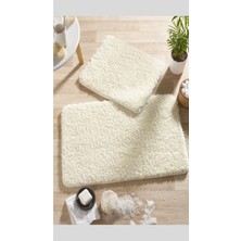 Eurobano Doğal Kaymaz Taban 2'li  Soft Shaggy Banyo Paspası 60X100 - 50X60