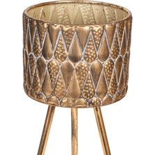 Herdekora Kabartma Damla Desenli Metal Çiçeklik Saksı Altın Eskitme 23,5X69 Cm.