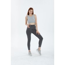 Açık Gri Yüksek Bel Toparlayıcı Dar Paça Skinny Power Likralı Kot Pantalon