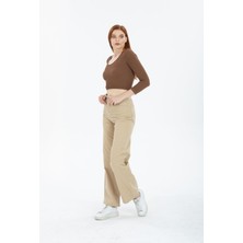 Alissa 90's Kar Yıkama Kar Gri Likralı Süper Yüksek Bel Wide Leg Salaş Jeans Palazzo Pantolon