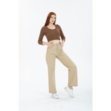 Alissa 90's Kar Yıkama Kar Gri Likralı Süper Yüksek Bel Wide Leg Salaş Jeans Palazzo Pantolon