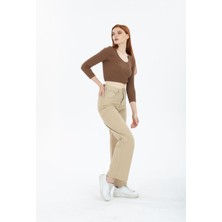 Alissa 90's Kar Yıkama Kar Gri Likralı Süper Yüksek Bel Wide Leg Salaş Jeans Palazzo Pantolon