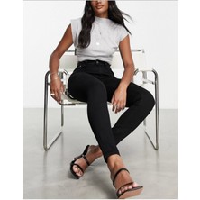 Siyah Skinny Likralı Yüksek Bel Ekstra Esnek Kot Pantolon Dar Paça Jean