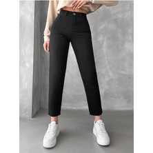 Andrea Siyah Mom Jeans Boyfirend Kot Pantolon