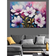 Renkli Çiçekler Dekoratif Kanvas - Mdf Ahşap Tablo