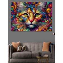 Desenler ve Kedi Dekoratif Kanvas - Mdf Ahşap Tablo