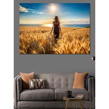 Başak Tarlası ve Kadın Dekoratif Kanvas - Mdf Ahşap Tablo