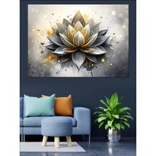 Beyaz Fon Lotus Çiçeği Dekoratif Kanvas - Mdf Ahşap Tablo