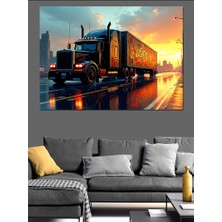 Gece Parlak Tır Dekoratif Kanvas - Mdf Ahşap Tablo
