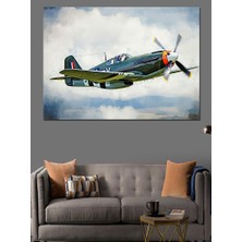 Savaş Uçağı Dekoratif Kanvas - Mdf Ahşap Tablo