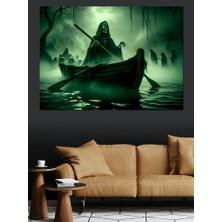 Kayıktaki Korkunç Iskeletler Dekoratif Kanvas - Mdf Ahşap Tablo