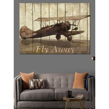 Retro Uçak Dekoratif Kanvas - Mdf Ahşap Tablo