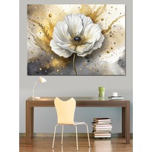 Beyaz Gelincik Çiçeği Dekoratif Kanvas - Mdf Ahşap Tablo