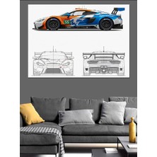 Modern Yarış Arabası Tasarımı Dekoratif Kanvas - Mdf Ahşap Tablo