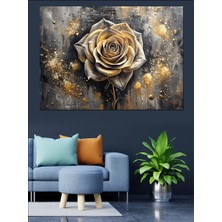 Beyaz Renk Gül Dekoratif Kanvas - Mdf Ahşap Tablo