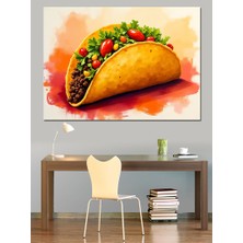 Renkli Taco Illüstrasyonu Dekoratif Kanvas - Mdf Ahşap Tablo