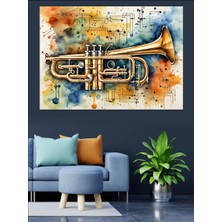 Trompet Dekoratif Kanvas - Mdf Ahşap Tablo