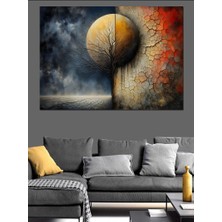 Güneş ve Ay Dekoratif Kanvas - Mdf Ahşap Tablo