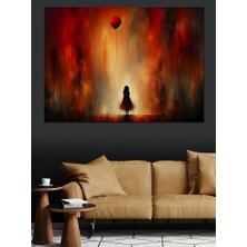 Balon ve Küçük Kız Dekoratif Kanvas - Mdf Ahşap Tablo