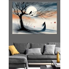 Ağacın Altındaki Yalnız Dekoratif Kanvas - Mdf Ahşap Tablo