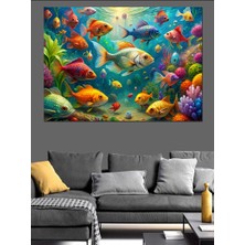 Sudaki Balıklar Dekoratif Kanvas - Mdf Ahşap Tablo
