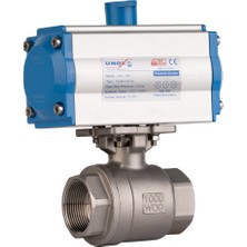Unox DN65-21/2" Çift Etkili Pnömatik Aktüatörlü Paslanmaz 2 Parçalı Dişli Küresel Vana