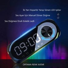 Etabel  LED Işıklı Dijital Saat Bluetooth  Rgb Şarjlı Hoparlör Mp3 Fm Çok Fonksiyonlu Speaker