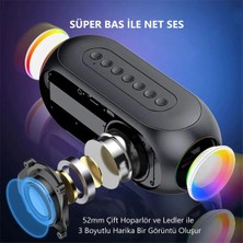 Etabel  LED Işıklı Dijital Saat Bluetooth  Rgb Şarjlı Hoparlör Mp3 Fm Çok Fonksiyonlu Speaker