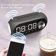 Etabel  LED Işıklı Dijital Saat Bluetooth  Rgb Şarjlı Hoparlör Mp3 Fm Çok Fonksiyonlu Speaker