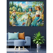 Balık Tutan Kadınlar Dekoratif Kanvas - Mdf Ahşap Tablo