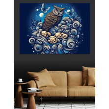 Baykuş ve Kediler Dekoratif Kanvas - Mdf Ahşap Tablo