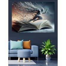 Kitaplardan Uçan Dekoratif Kanvas - Mdf Ahşap Tablo