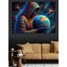 Dünya Tutan Keşiş Dekoratif Kanvas - Mdf Ahşap Tablo