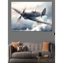 Savaş Uçağı Dekoratif Kanvas - Mdf Ahşap Tablo