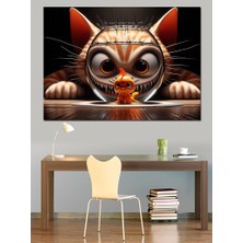 Kedi Maskesi Dekoratif Kanvas - Mdf Ahşap Tablo