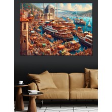 Istanbul Manzarası Dekoratif Kanvas - Mdf Ahşap Tablo