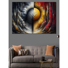 Iki Dünya Ağacı Dekoratif Kanvas - Mdf Ahşap Tablo