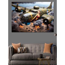 Bombardıman Uçağı Dekoratif Kanvas - Mdf Ahşap Tablo