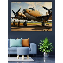 Altın Uçak Modeli Dekoratif Kanvas - Mdf Ahşap Tablo