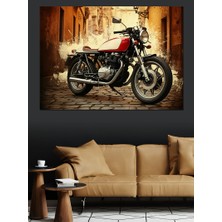 Eski Motosiklet Dekoratif Kanvas - Mdf Ahşap Tablo