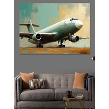 Havaalanında Uçak Kalkışı Dekoratif Kanvas - Mdf Ahşap Tablo