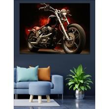 Siyah Klasik Motosiklet Dekoratif Kanvas - Mdf Ahşap Tablo