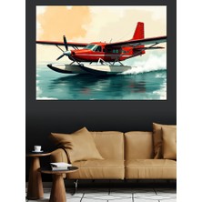Deniz Uçağı Uçuşu Dekoratif Kanvas - Mdf Ahşap Tablo