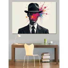 Renkli Takım Elbiseli Adam Portresi Dekoratif Kanvas - Mdf Ahşap Tablo