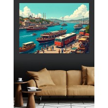 Istanbul’da Deniz Kenarı Dekoratif Kanvas - Mdf Ahşap Tablo