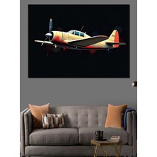 Sarı Uçak Dekoratif Kanvas - Mdf Ahşap Tablo