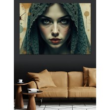 Gizemli Kadın Portresi Dekoratif Kanvas - Mdf Ahşap Tablo