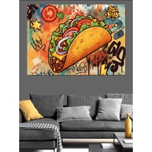 Renkli Taco Illüstrasyonu Dekoratif Kanvas - Mdf Ahşap Tablo